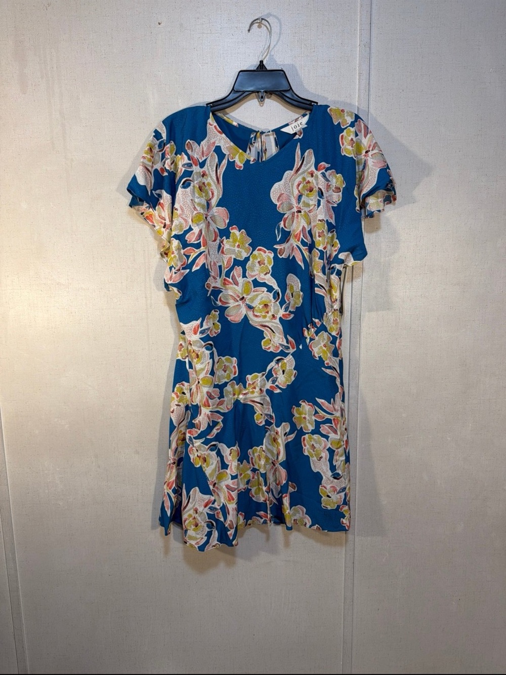 Joie Teal Floral Short-Sleeve Mini Dress